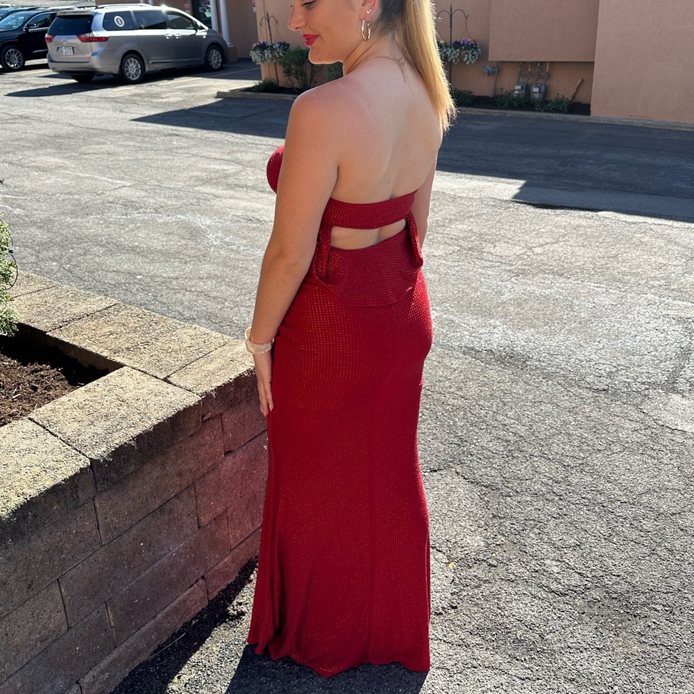 Strapless Red Maxi Dress - Picture 5 of 10